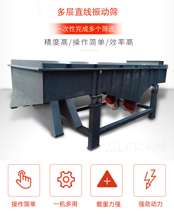 多層直線振動(dòng)篩篩分精度高,操作簡單,效率高,一次性完成多種篩選。